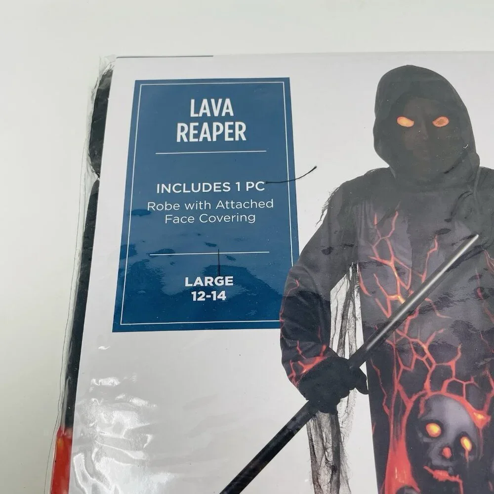 Lava Grim Reaper Robe Youth Child Boys Large 12-14 Halloween Costume Black 466 - Picture 3 of 6